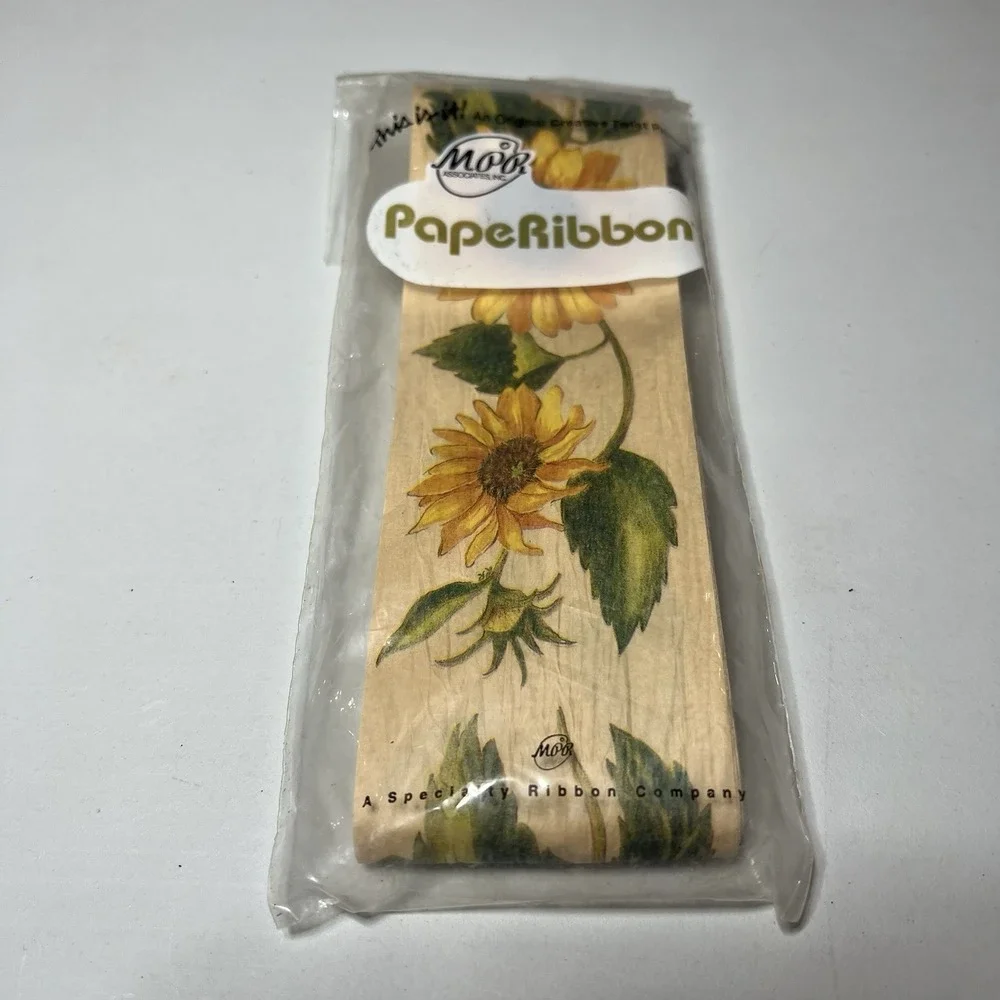 NOS Vintage‎ 1990s Paperibbon Sunflower Paper Ribbon 6 Yards Floral Craft Decor